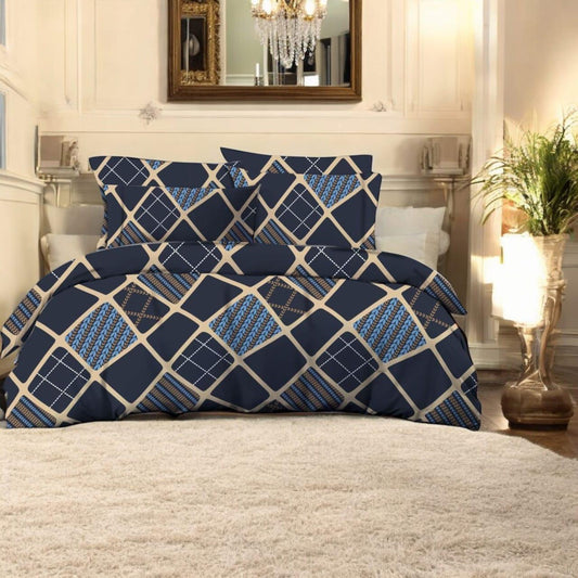 Modern Blue Diamond Pattern Bedding Set